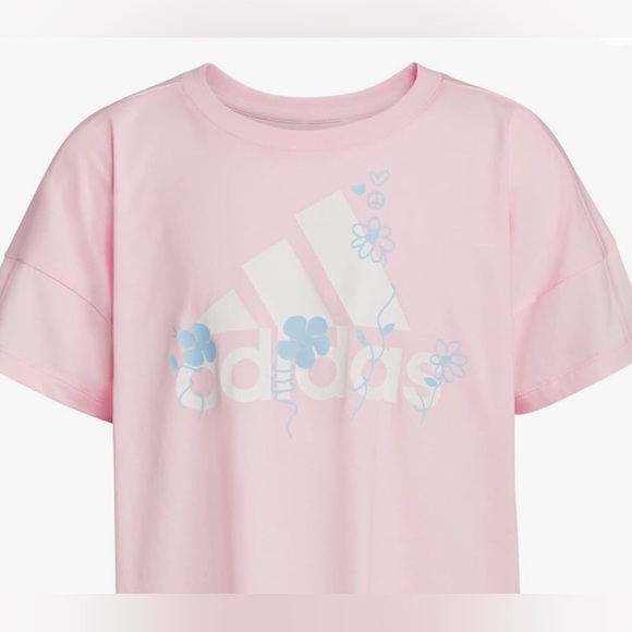 Adidas graphic cropped Tshirt, short sleeve, pink, sz M. 100%Cotton - Picture 1 of 12